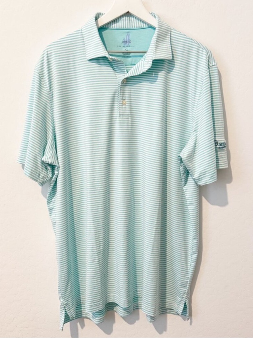Johnnie O Seymour Polo Size XL Blue Striped Country Club Golf Shirt Preppy Soft